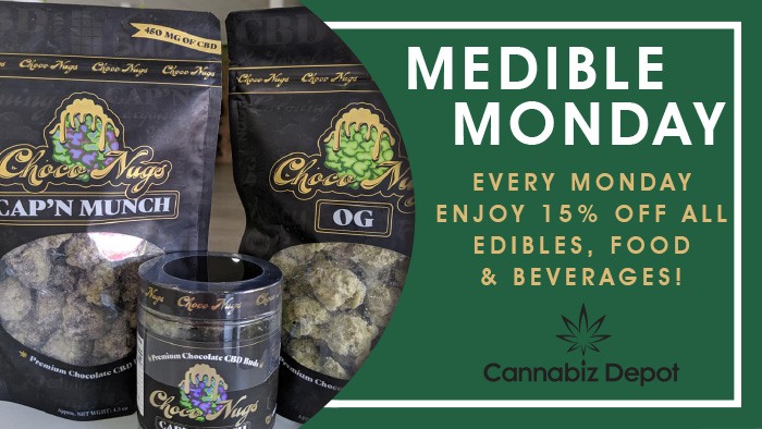 Medible Monday - Enjoy 15% off all edibles, food, and beverages at Cannabiz Depot in La Crosse, Wisconsin.