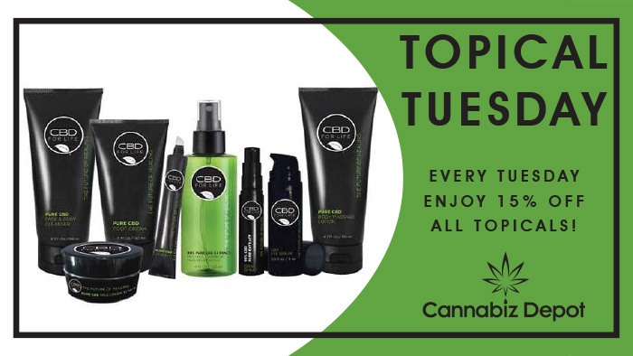 Topical Tuesday - Enjoy 15% off all topicals at Cannabiz Depot in La Crosse, Wisconsin.
